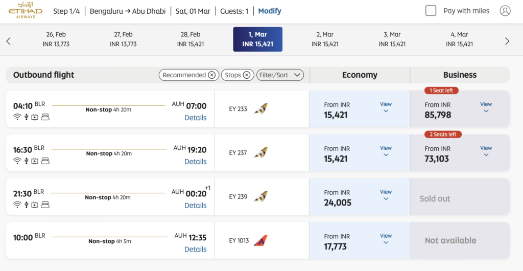 a screenshot of a flight schedule